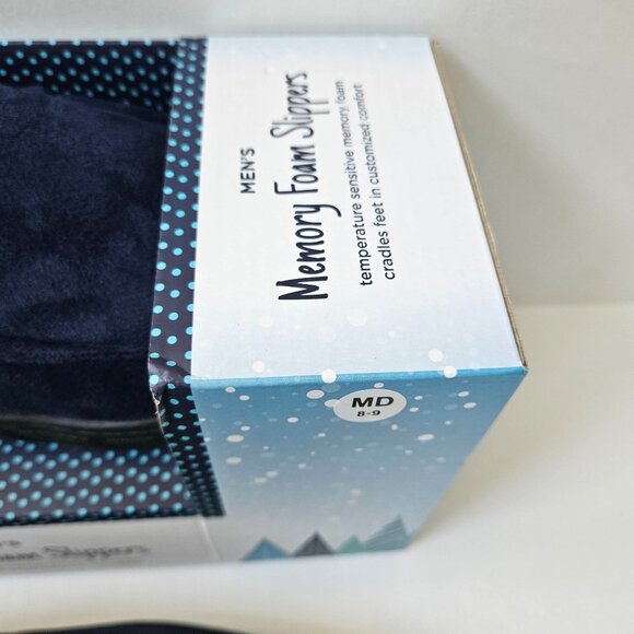 Totes Toasties Slippers Mens 8 9 Blue Temperature Sensitive Memory Foam NEW - Picture 2 of 5